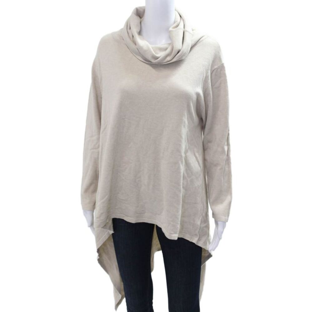 Sophy Curson Womens Pullover Turtleneck Sweater Beige Designer Size S